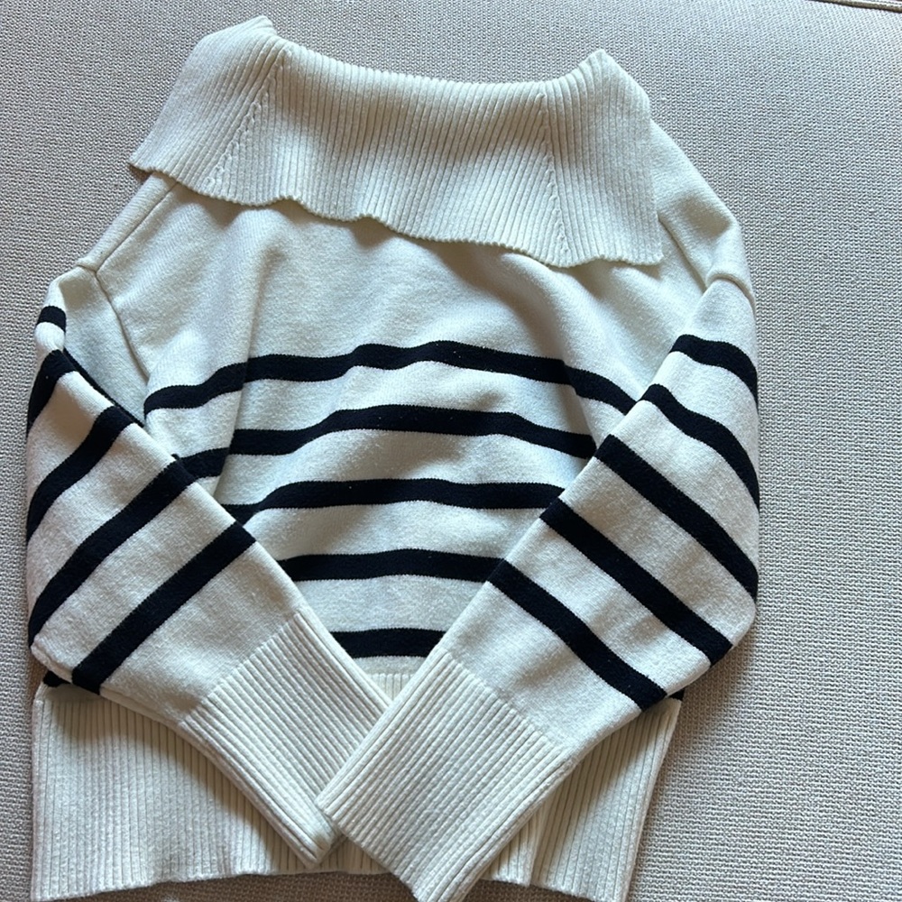Navy and White Striped Zara Sweater - Picture 3 of 3